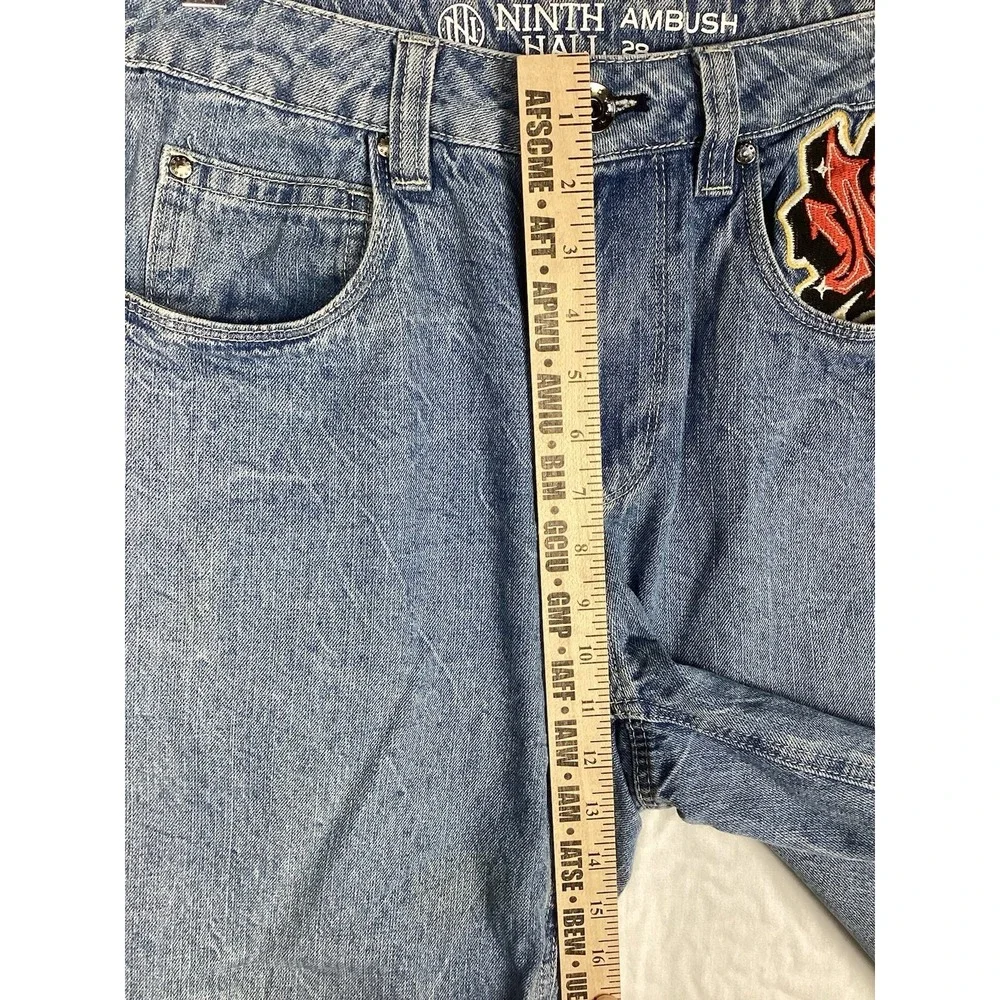 Ninth Hall Ambush Jeans Mens 28 Embroidered Dragon, Blue Denim 90's - Picture 5 of 12